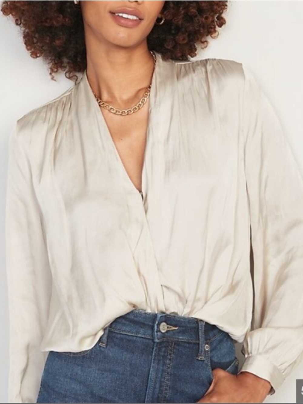 Silk Banana Republic Soft SIlk wrap effect top 
 blouse creamy white wrap